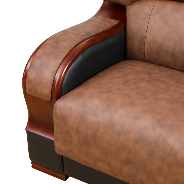 Lark Manor™ 3 Piece Premium Cowhide Genuine Leather Living Room Sofa